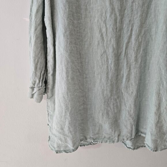 J. Jill Linen Turquoise Blue Three-Quarter Length V-Neck Blouse Size L Large - Picture 11 of 13